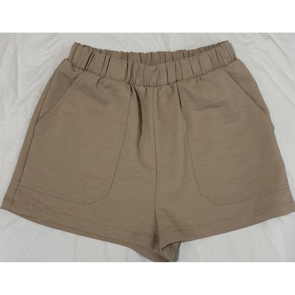 BB Dakota Steve Madden Womens Sweat Shorts Beige Elastic Waist Patch Pocket XS